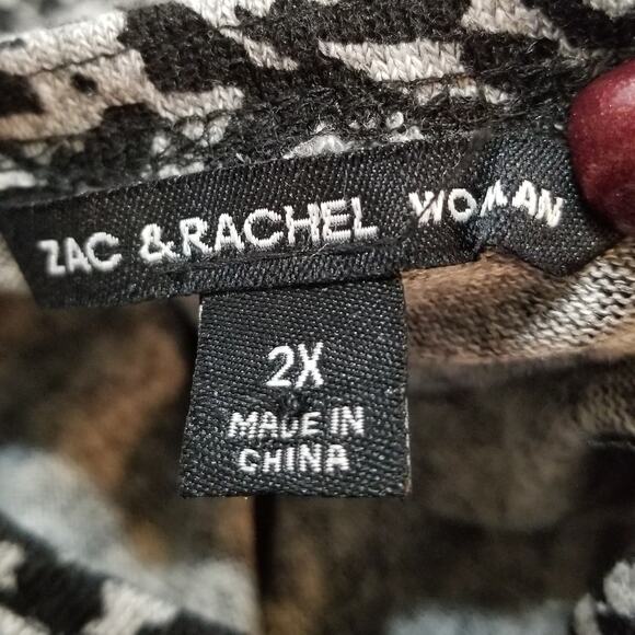 Zac & Rachel Woman Black & Gray Tunic Hi-Low Hem 3/4 Sleeves Boat Neck Size 2X - Picture 5 of 9